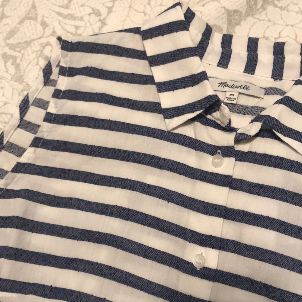 Madewell moment striped sleeveless shirt fringe - Picture 6 of 8